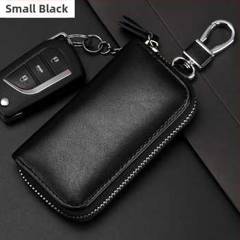 Taška na kľúče so zipsom, PU koža, jednofarebná, 1 skladaná peňaženka, obchodný štýl do dochádzania, podšívka z syntetickej kože