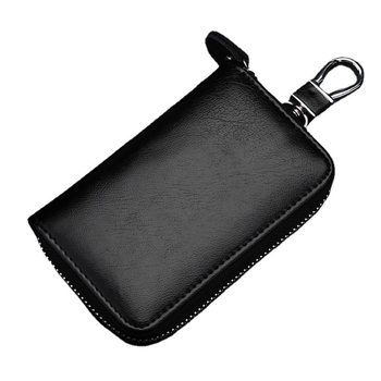 Taška na kľúče so zipsom, PU koža, jednofarebná, 1 skladaná peňaženka, obchodný štýl do dochádzania, podšívka z syntetickej kože