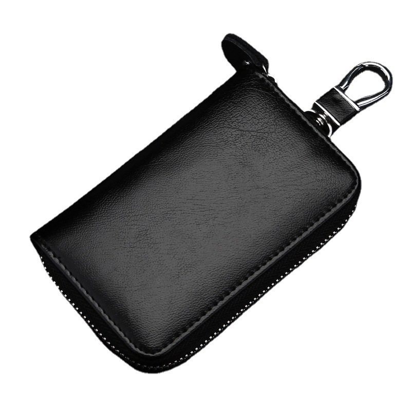 Taška na kľúče so zipsom, PU koža, jednofarebná, 1 skladaná peňaženka, obchodný štýl do dochádzania, podšívka z syntetickej kože