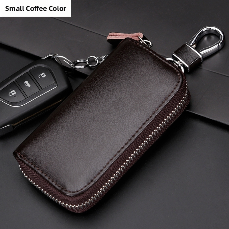 Taška na kľúče so zipsom, PU koža, jednofarebná, 1 skladaná peňaženka, obchodný štýl do dochádzania, podšívka z syntetickej kože