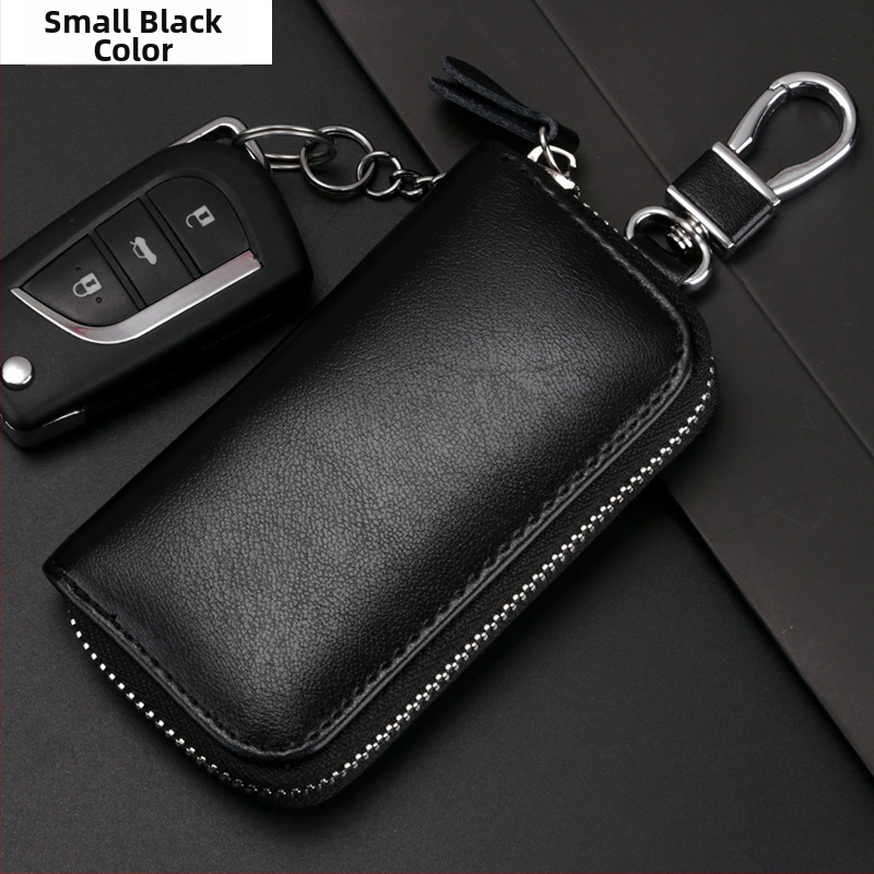 Taška na kľúče so zipsom, PU koža, jednofarebná, 1 skladaná peňaženka, obchodný štýl do dochádzania, podšívka z syntetickej kože