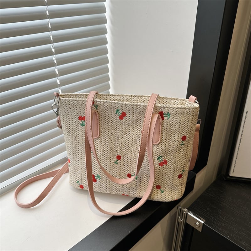 Geantă de femei tip găleată, împletită — închidere cu fermoar, căptușeală moale poliester-pamuc, formă găleată, buzunar interior cu fermoar