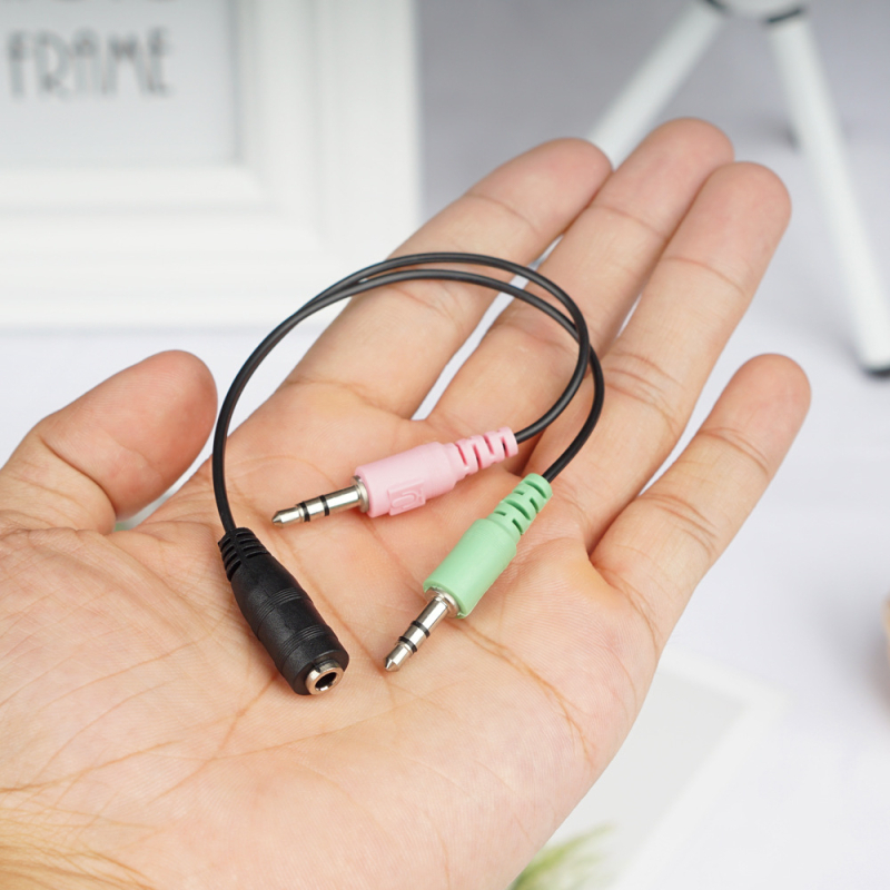 3,5 mm audio splitter kabel, 1× muški na 2× ženski, adapter za mikrofon/slušalice za računalo