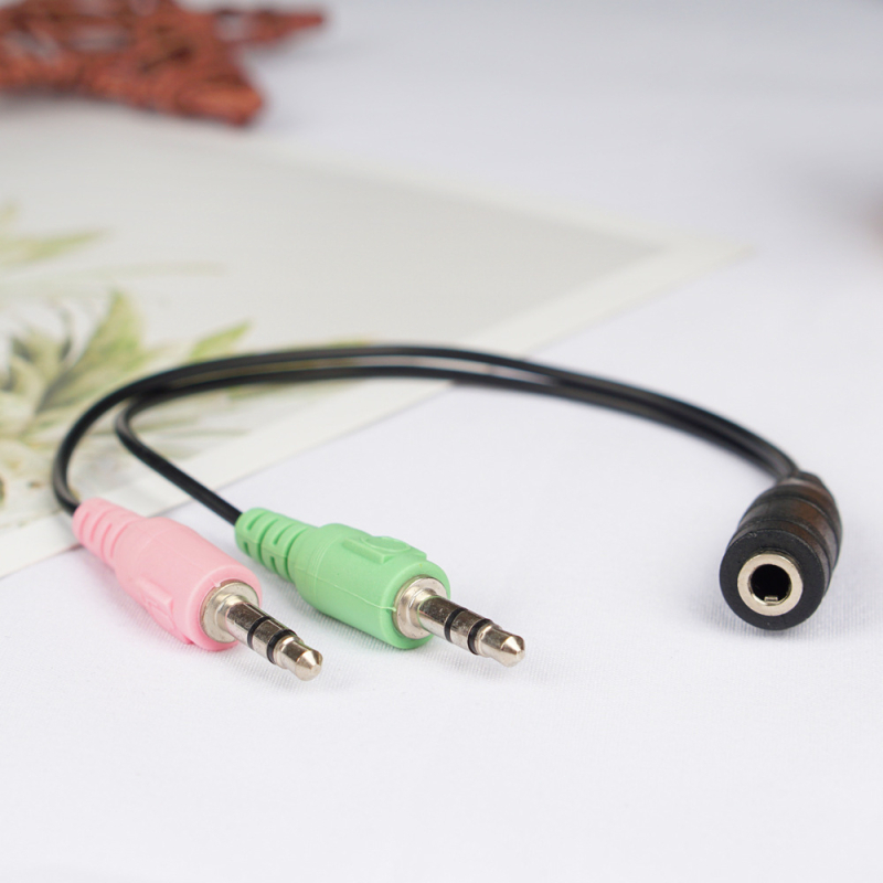 3,5 mm audio splitter kabel, 1× muški na 2× ženski, adapter za mikrofon/slušalice za računalo