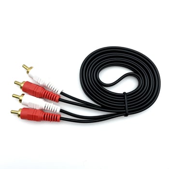 AV kábel 2x RCA na 2x RCA, zlatá povrchová úprava, jadro z meďou potiahnutou oceľou, meďový vodič, pre televízor a zvuk