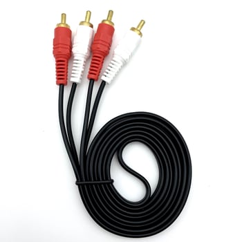 AV kábel 2x RCA na 2x RCA, zlatá povrchová úprava, jadro z meďou potiahnutou oceľou, meďový vodič, pre televízor a zvuk