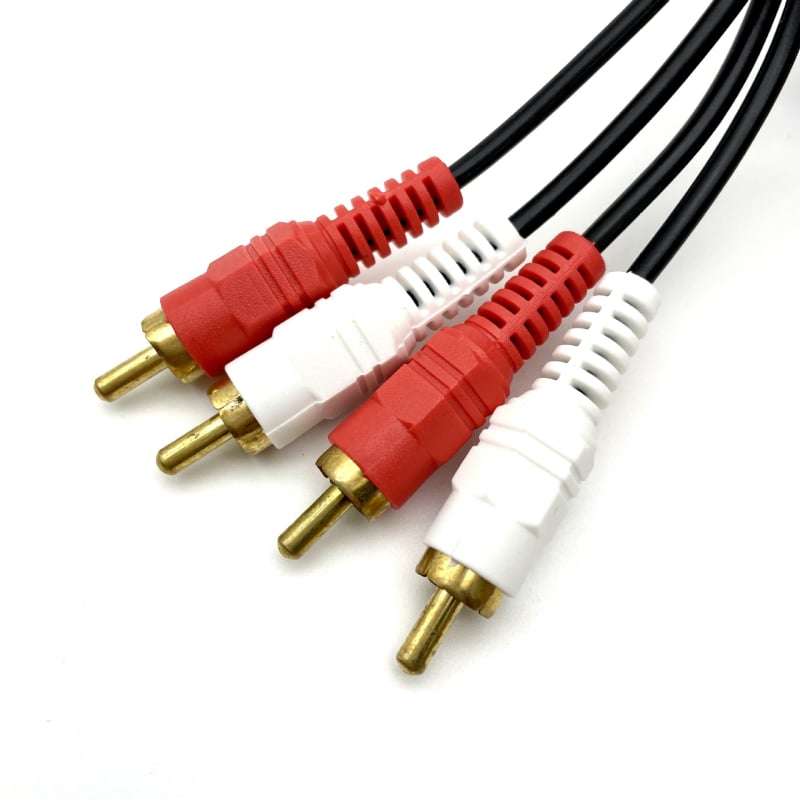 AV kábel 2x RCA na 2x RCA, zlatá povrchová úprava, jadro z meďou potiahnutou oceľou, meďový vodič, pre televízor a zvuk