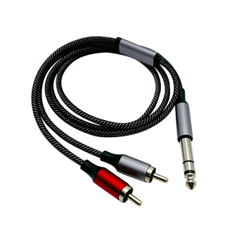 Audio kábel 1→2 RCA osztóval és forgó kettős lótusz fejű RCA csatlakozóval, réz vezető, RoHS