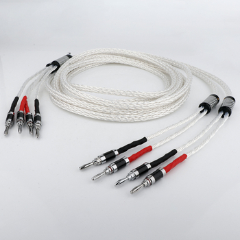 Preffair Horn Line cablu pentru amplificator, nucleu din cupru OCC, placare cu rodiu, mufe banane, pereche