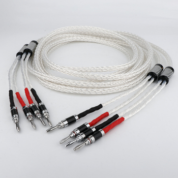 Preffair Horn Line cablu pentru amplificator, nucleu din cupru OCC, placare cu rodiu, mufe banane, pereche