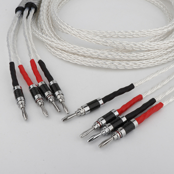 Preffair Horn Line cablu pentru amplificator, nucleu din cupru OCC, placare cu rodiu, mufe banane, pereche