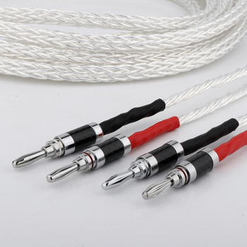 Preffair Horn Line cablu pentru amplificator, nucleu din cupru OCC, placare cu rodiu, mufe banane, pereche