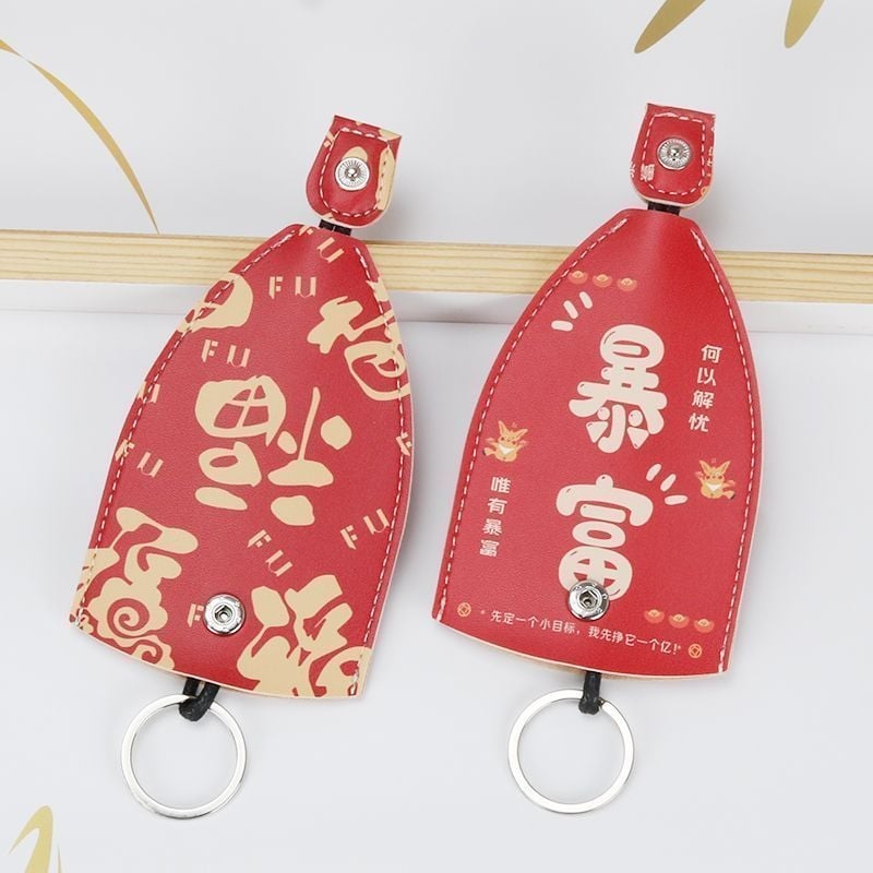 Kulcstartó táska PU anyagból, szöveg mintázat, uniszex, 2025 tavaszi kiadás