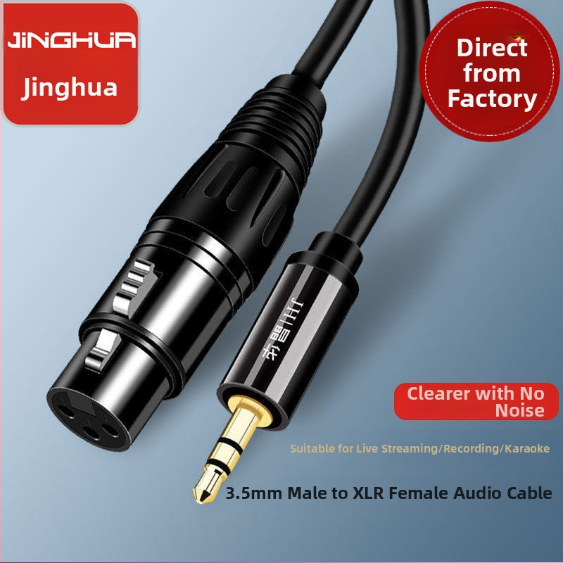 Audio kábel 3,5 mm na XLR s pozlátenými konektormi, OFC vodiče, RoHS certifikovaný, model A157E, pre počítačový mikser