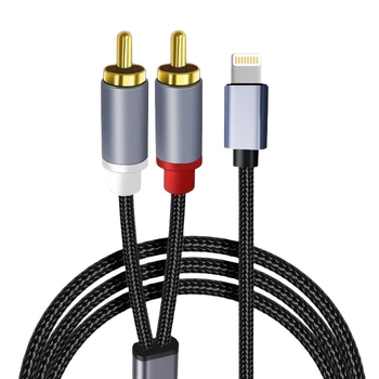 Apple na dvojitý RCA audiokábel, zlaté konektory, meďový jadrový vodič, holé meď, hmotnosť 30 g