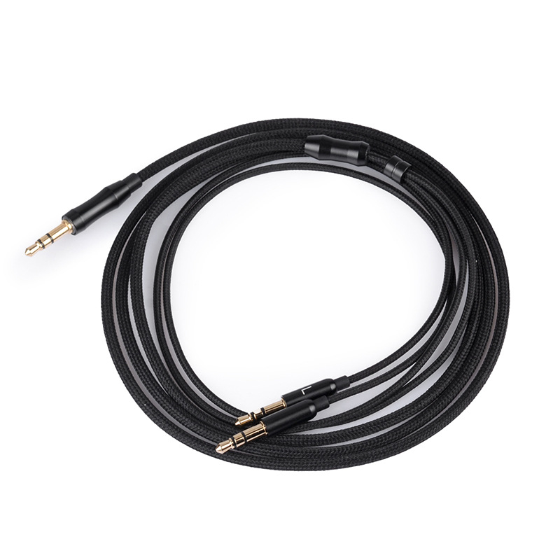 Cablu audio Koceta, 3,5 mm la 2×3,5 mm, cablu din nylon împletit, nucleu din cupru pur, conductoare din cupru fără oxigen, control de volum microfon