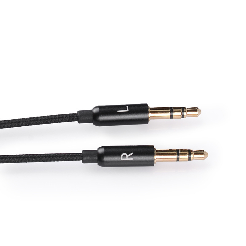 Cablu audio Koceta, 3,5 mm la 2×3,5 mm, cablu din nylon împletit, nucleu din cupru pur, conductoare din cupru fără oxigen, control de volum microfon