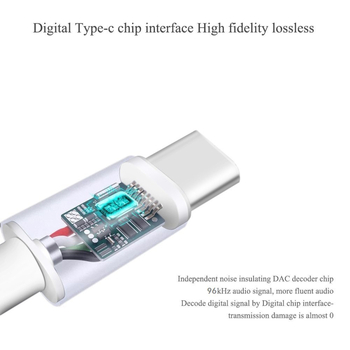 Audio kábel USB-C-hez 3,5 mm-hez; mag: tiszta réz vezető; nikkel bevonat; kompatibilis okostelefonokkal és számítógépekkel