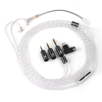 QKZ Q7MAX kabel za slušalice za igrice — 2.5/3.5/4.4 mm i Type-C, zamjenjivi 2-pin kabel, srebrno obloženi bakreni vodnik, OFC