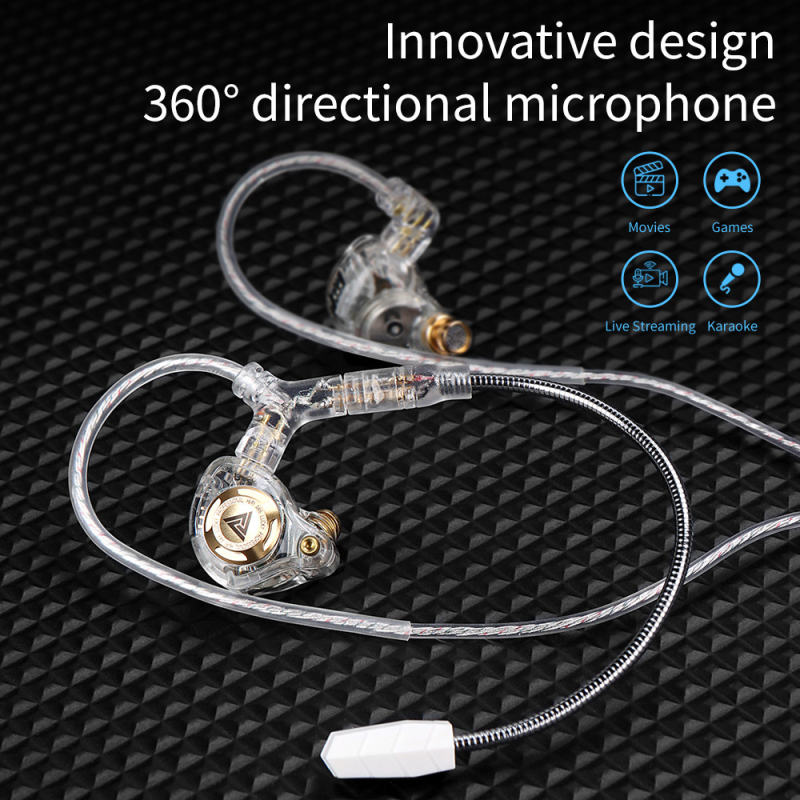 QKZ Q7MAX kabel za slušalice za igrice — 2.5/3.5/4.4 mm i Type-C, zamjenjivi 2-pin kabel, srebrno obloženi bakreni vodnik, OFC