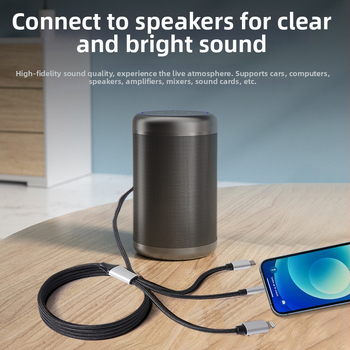 Type-C audio kabelis 3 vienā, adapters 3.5 mm uz 6.35 mm, zelta pārklājums, vara kodols, 40 g