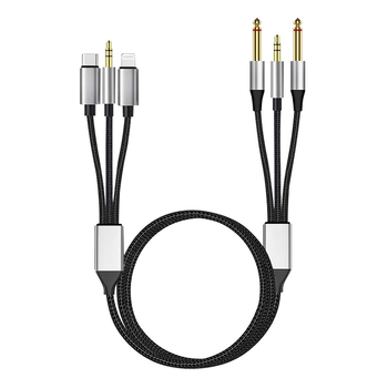 Type-C audio kabelis 3 vienā, adapters 3.5 mm uz 6.35 mm, zelta pārklājums, vara kodols, 40 g
