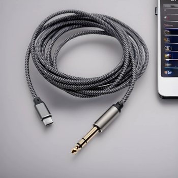 Pozlaćeni Type-C na 6,35/6,5 mm TRS audio kabel, trožilni, dvokanalni, za pojačala, zvučnike i mikser