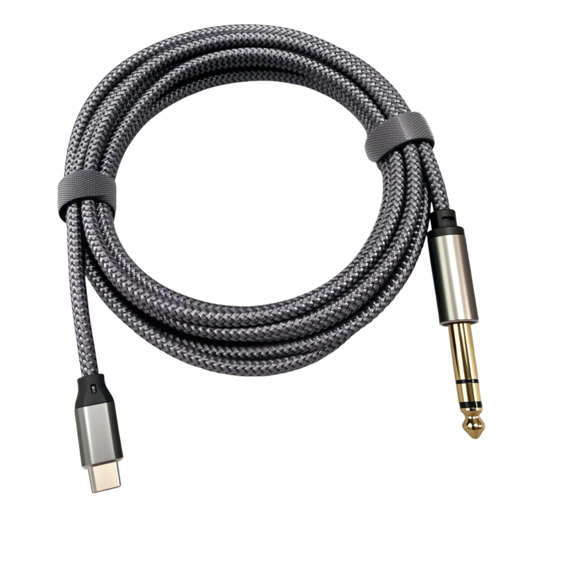Pozlaćeni Type-C na 6,35/6,5 mm TRS audio kabel, trožilni, dvokanalni, za pojačala, zvučnike i mikser