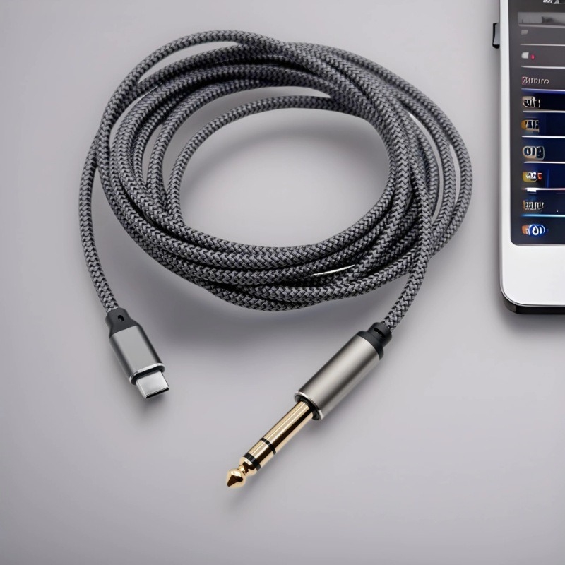 Pozlaćeni Type-C na 6,35/6,5 mm TRS audio kabel, trožilni, dvokanalni, za pojačala, zvučnike i mikser