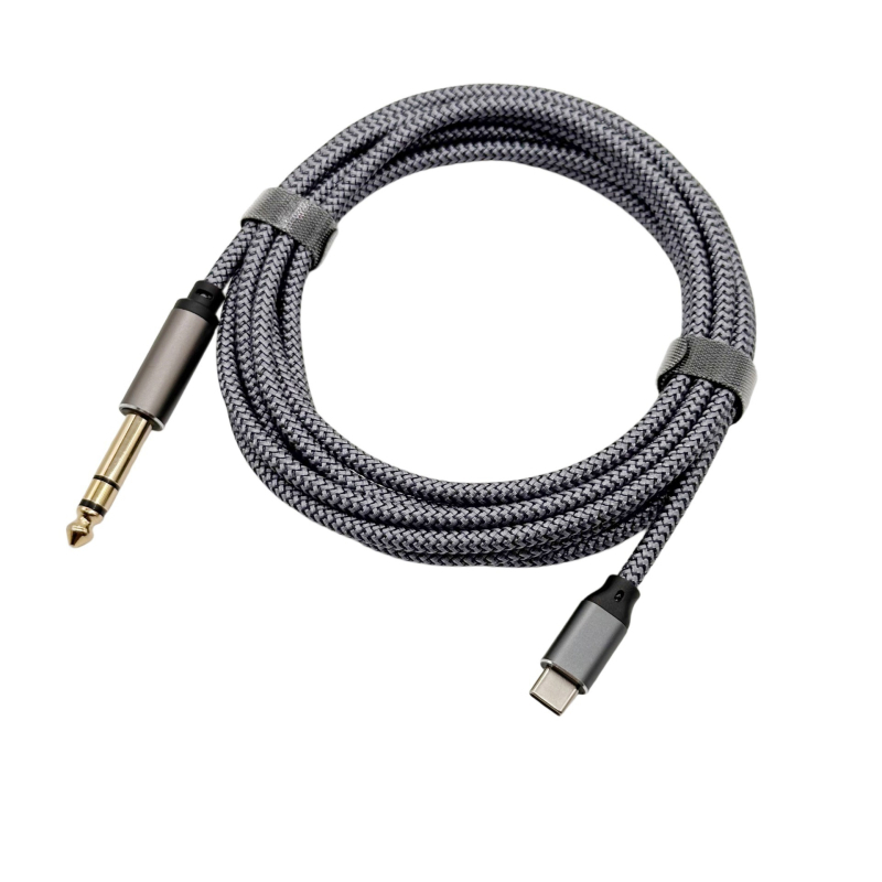 Pozlaćeni Type-C na 6,35/6,5 mm TRS audio kabel, trožilni, dvokanalni, za pojačala, zvučnike i mikser