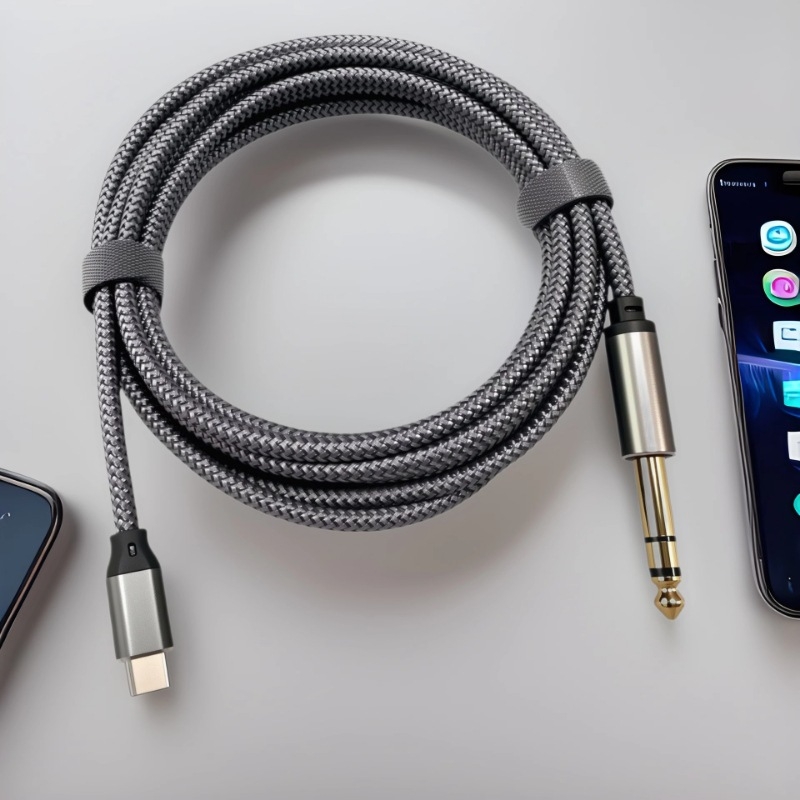 Pozlaćeni Type-C na 6,35/6,5 mm TRS audio kabel, trožilni, dvokanalni, za pojačala, zvučnike i mikser