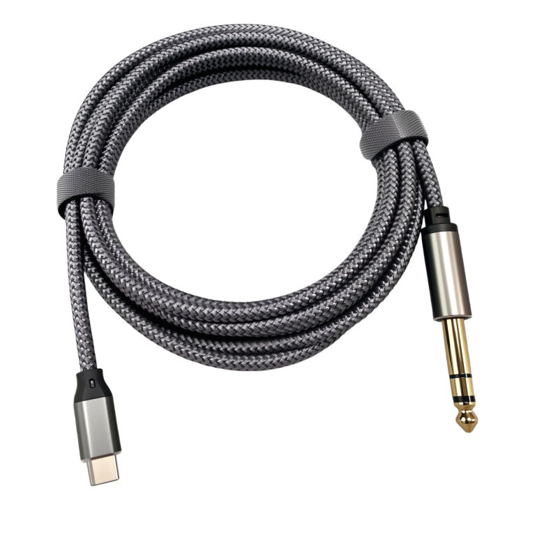 Pozlaćeni Type-C na 6,35/6,5 mm TRS audio kabel, trožilni, dvokanalni, za pojačala, zvučnike i mikser