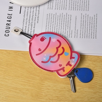 Karikaturás kulcstartó táska – nagy kapacitás, PU anyag, lopás elleni védelem, bővíthető, kihúzható dizájn