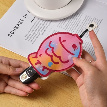 Karikaturás kulcstartó táska – nagy kapacitás, PU anyag, lopás elleni védelem, bővíthető, kihúzható dizájn