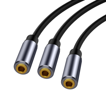 3,5 mm-es női–női audio osztó kábel, 1–2 női adapter, aranyozott réz mag