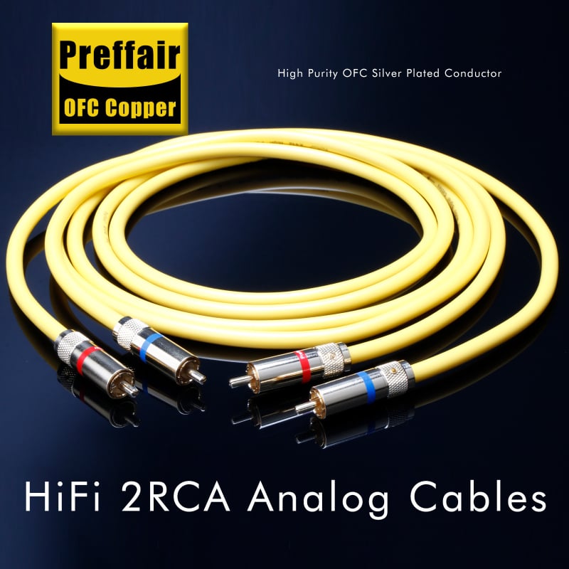 Cablu de semnal RCA audiofil X412 — nucleu din cupru placat cu argint, construcție placată cu argint, cablu dual RCA