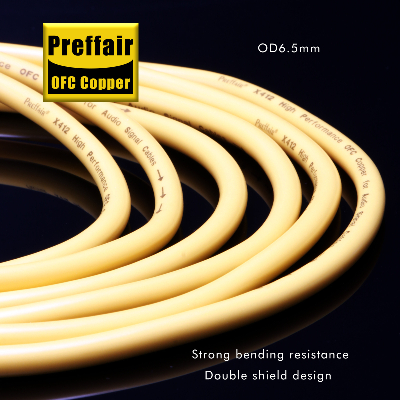 Cablu de semnal RCA audiofil X412 — nucleu din cupru placat cu argint, construcție placată cu argint, cablu dual RCA