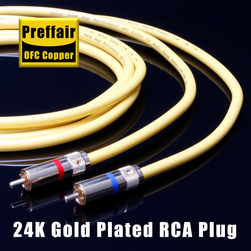 Cablu de semnal RCA audiofil X412 — nucleu din cupru placat cu argint, construcție placată cu argint, cablu dual RCA