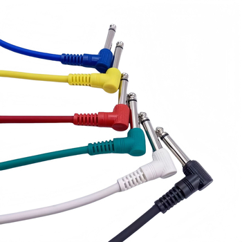 Kytarový nástrojový kábel s ohybom, 90° konektor, jadro z čistého meďového vodiča, vodič bez oxidu meďného, niklované konektory, model 07-01