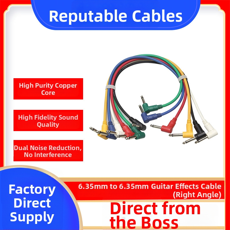 Kytarový nástrojový kábel s ohybom, 90° konektor, jadro z čistého meďového vodiča, vodič bez oxidu meďného, niklované konektory, model 07-01