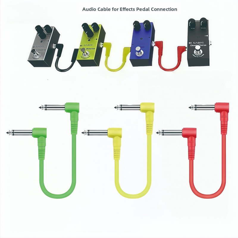 Kytarový nástrojový kábel s ohybom, 90° konektor, jadro z čistého meďového vodiča, vodič bez oxidu meďného, niklované konektory, model 07-01