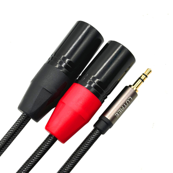 3,5 mm-es audió kábel dupla XLR férfi csatlakozóval, aranyozott, tin-öntött réz mag, oxigéntől mentes vezetők