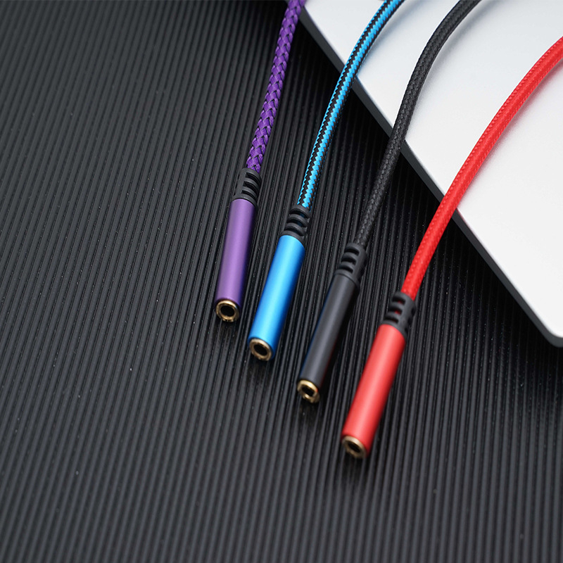 USB na 3,5 mm audio kábel pre PC, pletený adaptér kábel, niklované konektory, čisté meďové jadro