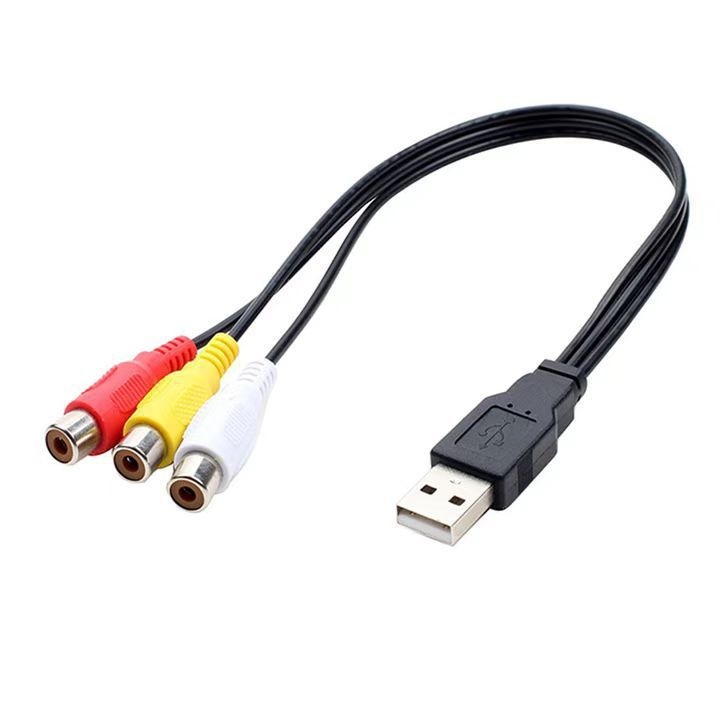 Audio kabel USB-A muškarac na 3 RCA žena, bakreni vodovi, niklani, RoHS