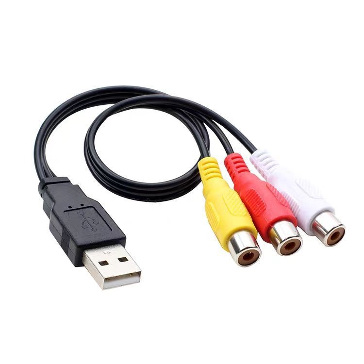 Audio kabel USB-A muškarac na 3 RCA žena, bakreni vodovi, niklani, RoHS