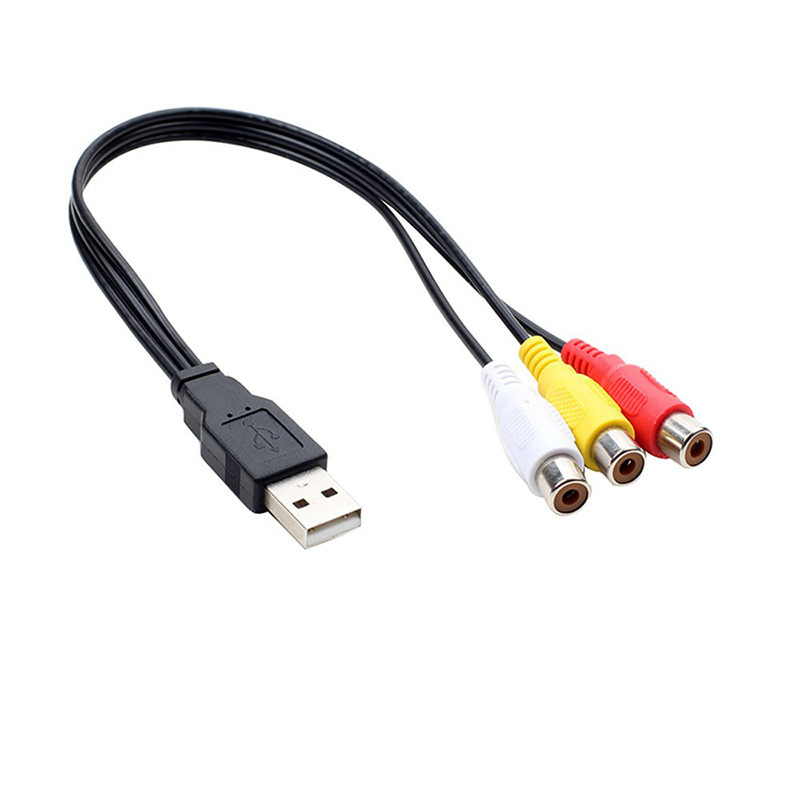 Audio kabel USB-A muškarac na 3 RCA žena, bakreni vodovi, niklani, RoHS