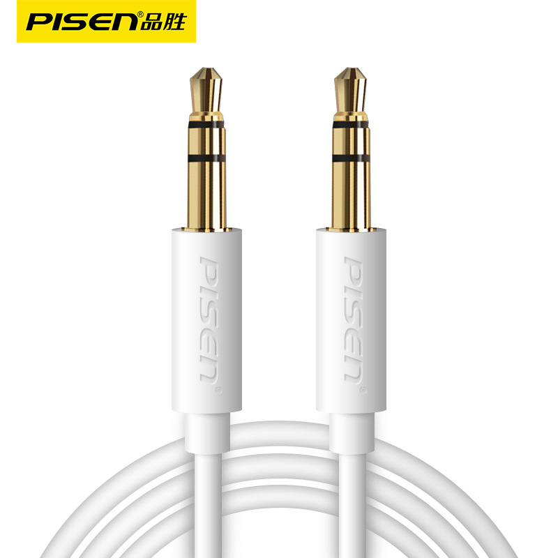 Pisen AUX auto audio kábel 3,5 mm – muž‑muž, pozlátené konektory, OFC meďové vodiče, 3,5 mm stereo