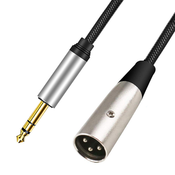 Cablu audio pentru microfon cu trei conductori, 6,35 mm la XLR masculin – miez din cupru, placare nichel, cupru fără oxigen, pentru microfoane și mixere