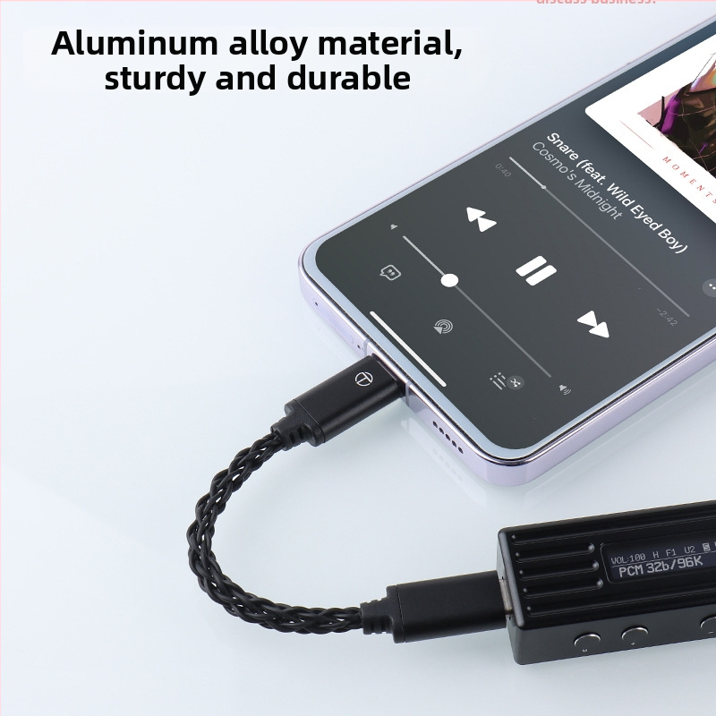 TRN TO Cablu audio Type-C la Type-C pentru dispozitive digitale, miez din cupru placat cu argint, finisaj placat cu argint