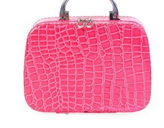 Козметичен несесер със огледало, каменна шарка, квадратен организатор за грим, PU кожа, найлонова подплата, ръчна изработка